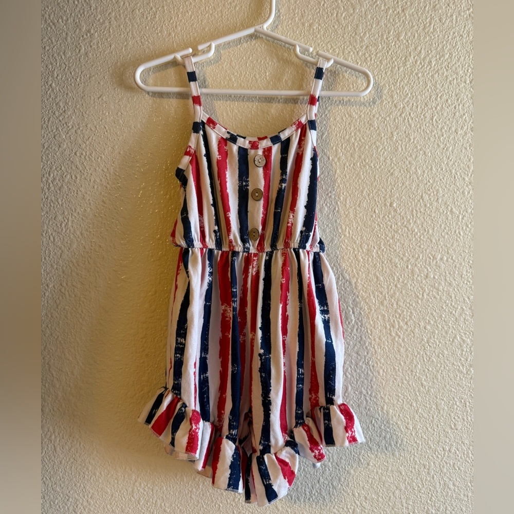 SHEIN Kids Striped Romper - Navy, Red, and White